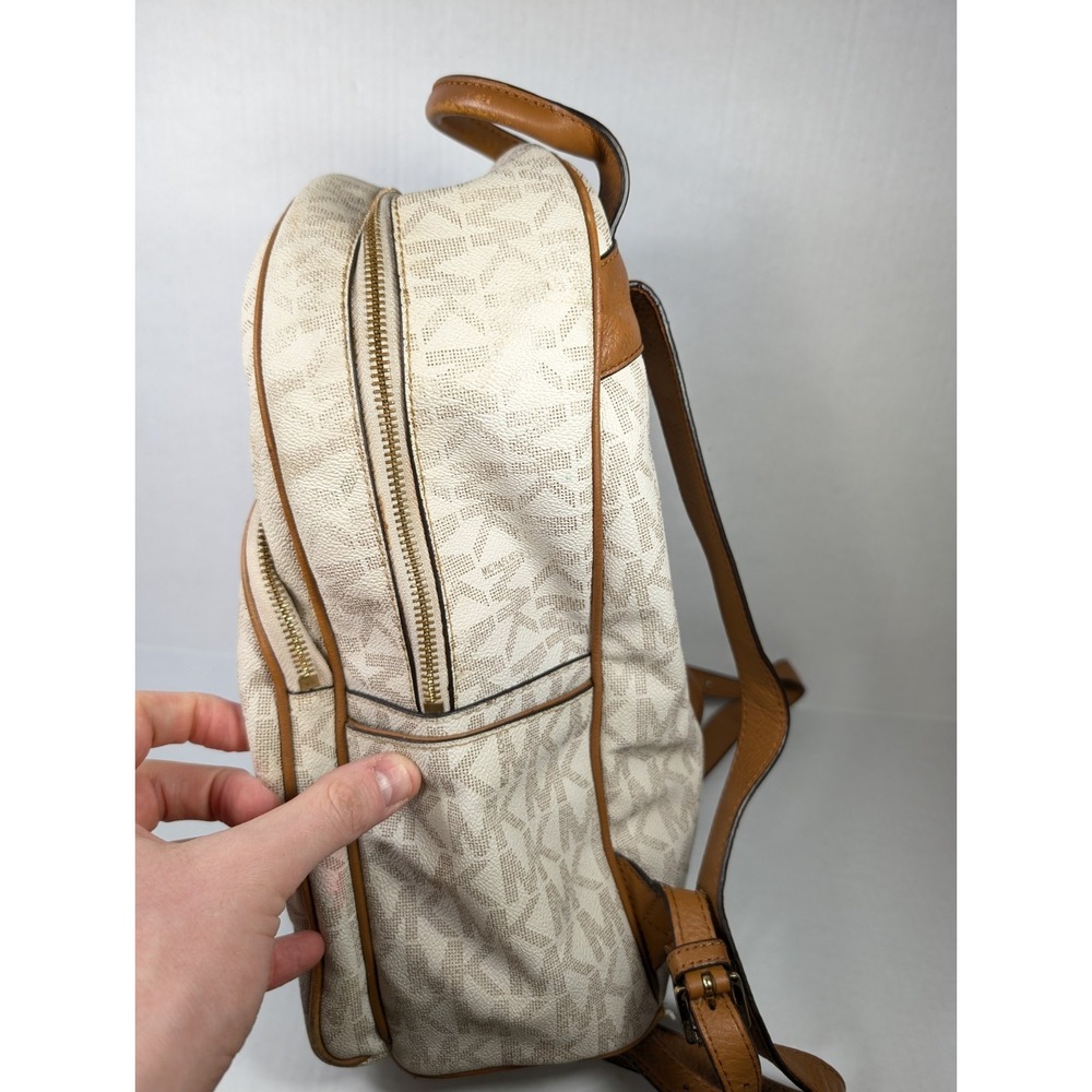 Michael Kors Backpack READ Signature Leather White Cream Beige - Picture 7 of 16
